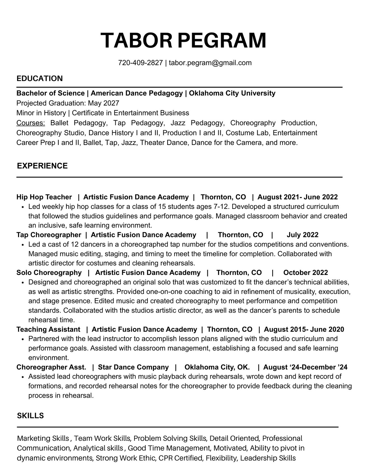Business Resume